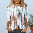 thumbnail image 2 of ZQUUVOU Women's T-Shirt 3/4 Short Sleeve Loose Elastic Printing Blouse M-White (XL), 2 of 6