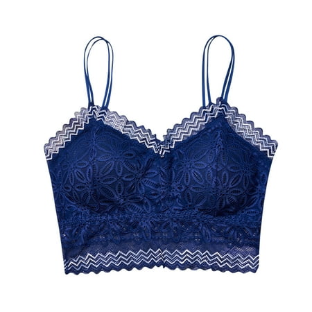 

Summer Savings Clearance 2023! Loopsun Womens Bras Wireless Solid Sexy Lace Lingerie Everyday Bras With Breast Pad Blue
