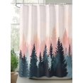 thumbnail image 2 of Ombre Green Pink Forest Shower Curtain, Abstract Art Silhouette Landscape Waterproof Shower Curtain Set with 12 Hooks Lightweight Washable Fabric Shower Curtains for Bathroom 60x72 Inches, 2 of 6