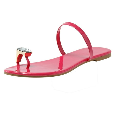 

LIANGP Ladies Slippers Fashion Summer Women Slippers Rhinestone Thong Flat Comfortable Casual Solid Color Women s Shoes Hot Pink Size 8.5