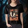 thumbnail image 2 of Godom Halloween Teacher Shirts for Women Ghost Reading Books Shirt Funny Tee Halloween Party Short Sleeve Tops, 2 of 4