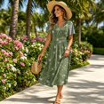 thumbnail image 6 of Summer Dresses for Women Casual Short Sleeve Wrap V Neck Sundress A-Line Beach Vacation Dresses 2026, 6 of 7