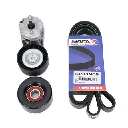 MOCA AUTOPARTS Serpentine Drive Belt Component Kit Fit for 2000-2006 Jeep Wrangler 4.0L