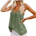 thumbnail image 2 of Summer Saving Clearance 2024! POTETI Plus Size Women Tops Army Green Tops Solid Buttons V-Neck Sexy Vest Sling Camisole Sleeveless T-Shirt, 2 of 7