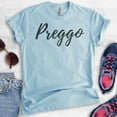 thumbnail image 2 of Preggo Shirt, Unisex Women's Shirt, Pregnancy Shirt, New Mom Shirt, Baby Announcement Shirt, Heather Light Blue, Large, 2 of 6