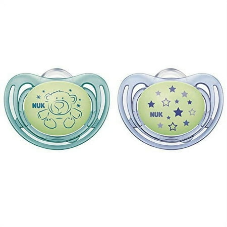 NUK Airflow Glow-in-the-Dark Pacifiers, 6-18 Months, 2-Pack