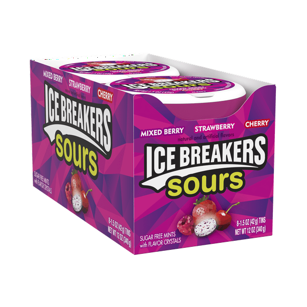 Ice Breakers Breath Mints, Sours Berry, 1.5 oz Tin, (Pack of 8