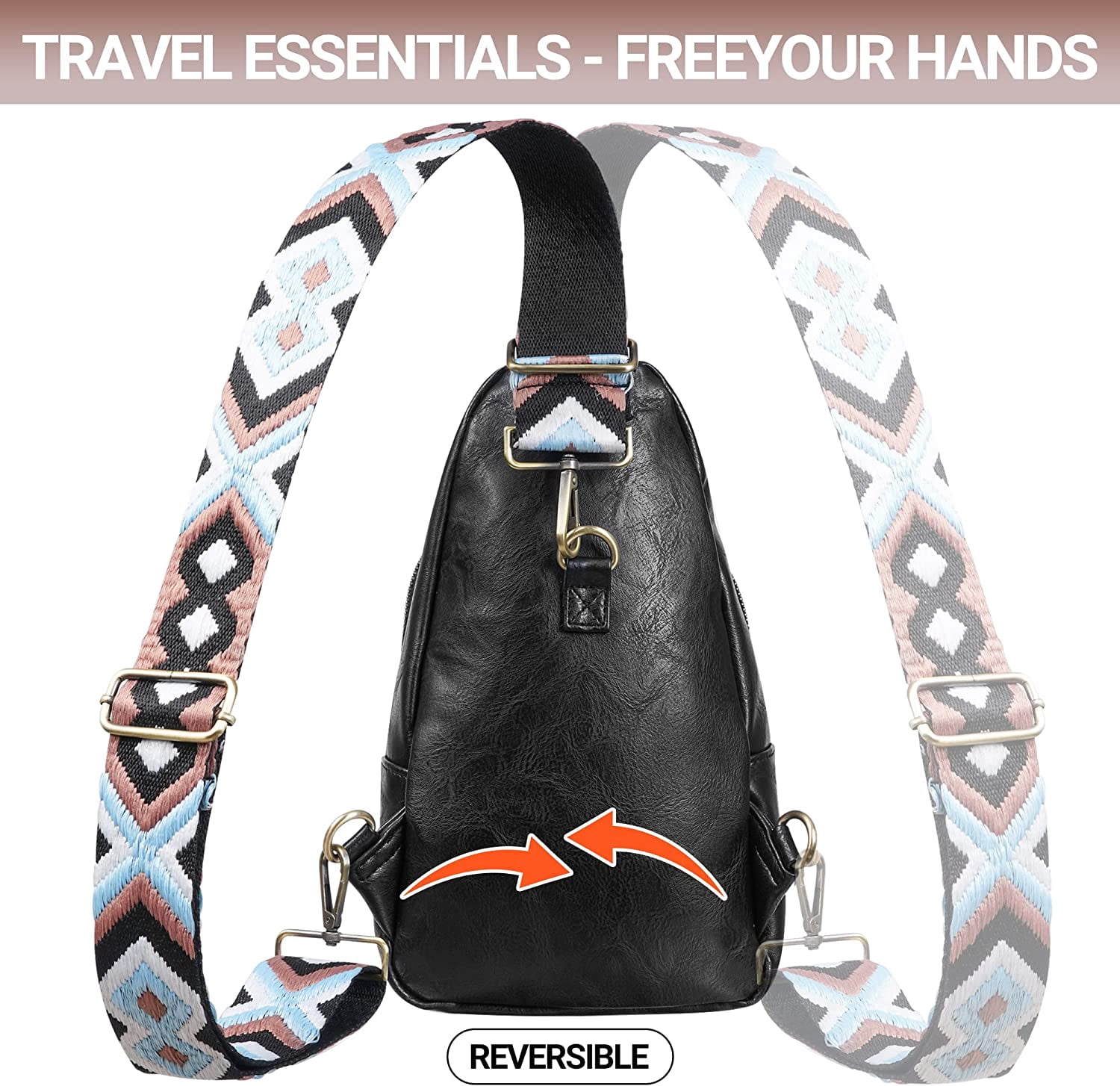 Sling Bag for Women PU Leather Sling Bags for Women Crossbody Fashion Sling Backpack Multipurpose Chest Bag for Women