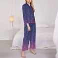 thumbnail image 3 of Kdxio Violet Glitter Women's Pajama Sets Long Sleeve Button Down Sleepwear Nightwear Soft Pjs Lounge Sets-XX-Large, 3 of 7