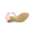 thumbnail image 5 of BLISSFUL STEP Outfit Women's Sandals Solid Color Mid Block Heels Lace up Sandals Pink 9, 5 of 8