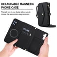thumbnail image 2 of For Samsung Galaxy S24 FE 5G【RFID Blocking】Multi functional 2-in-1 Soft PU Leather Wallet Case Magnetic Flip Cover Multi-Card Slots Zipper Pocket With Detachable Shoulder Strap And Wrist Strap,Black, 2 of 8
