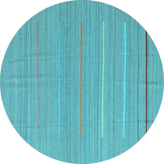 Ahgly Company Indoor Round Abstract Light Blue Contemporary Area Rugs, 4' Round