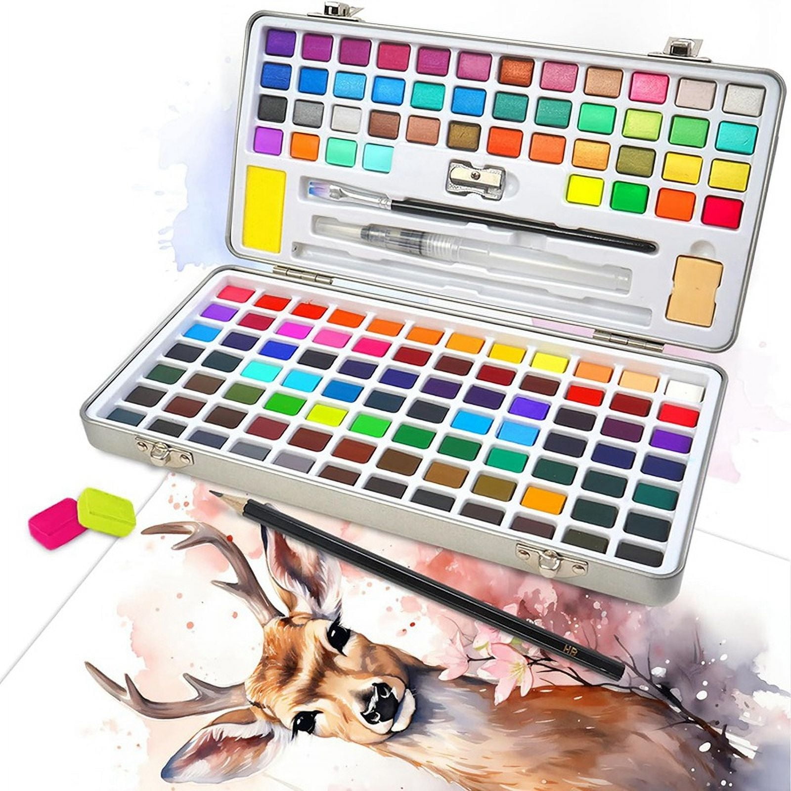 Watercolor Paint Set, 128 Colors Paint with Water Brush Pens