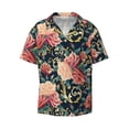thumbnail image 2 of Lsque Rose Flowers print Men's Cuban Collar Short Sleeve Shirt Summer Beachwear Casual Button Down Fashionable Vacation Leisure Shirt-3X-Large, 2 of 7