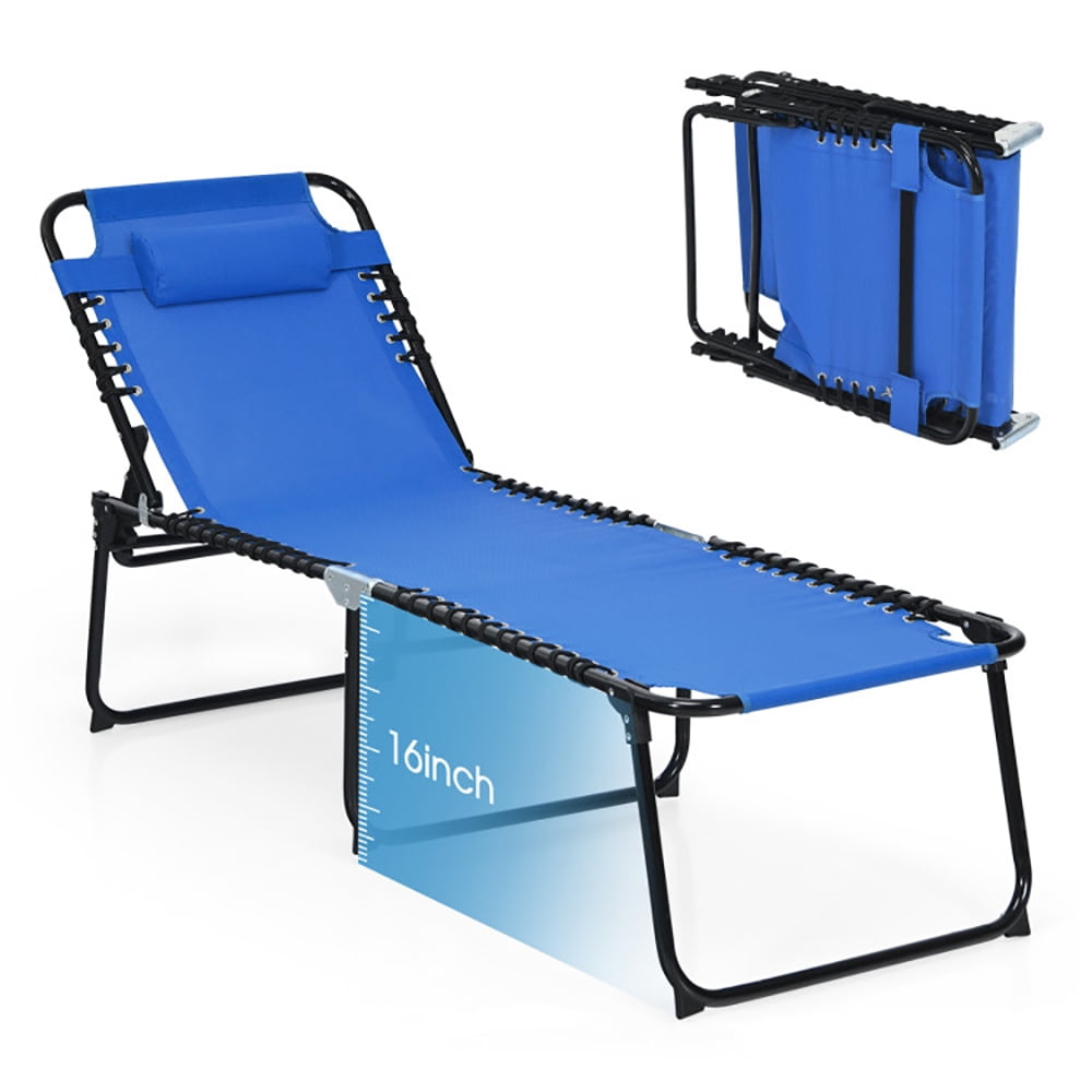 Aimee Lii Foldable Recline Lounge Chair with Adjustable Backrest and Footrest, Patio Loungers, Blue