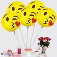 thumbnail image 3 of PMU Smiley Face Balloons 9 inch Pre-Inflated Emoji Smile Balloon with Stick and Fringe Ribbons Smiley Happy Face Decoration for Birthday Wedding Anniversary Bachelorette (Smile Blowing Kiss), 3 of 6