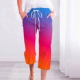 thumbnail image 2 of Plebaso Capri Pants for Women 2025 Drawstring Wide Leg Cropped Trousers Summer Gradient Color Casual Pants, 2 of 5