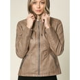 thumbnail image 4 of Made by Johnny Women's Removable Hoodie Motorcyle Jacket L KHAKI, 4 of 6