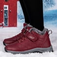 thumbnail image 2 of PEASKJP Snow Boots for Men Fashion Mens Snow Boots Winter Shoes Slip On Ankle Booties Cold-Weather Warm Lightweight Walking Boots (Red,8.5), 2 of 5