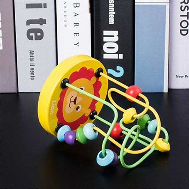 WLOELOEW C Mini Animaux Petit Jouet en Bois à Perles Rondes Jouets d'Éducation Précoce