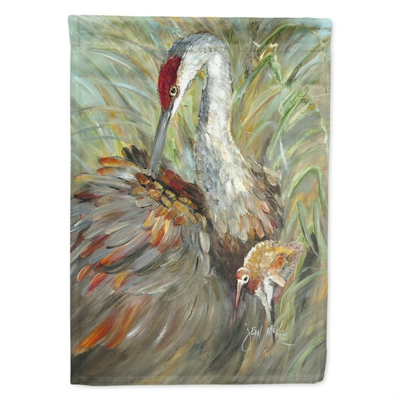 Carolines Treasures JMK1143CHF Sandhill Crane with baby Flag Canvas House Size  Large multicolor
