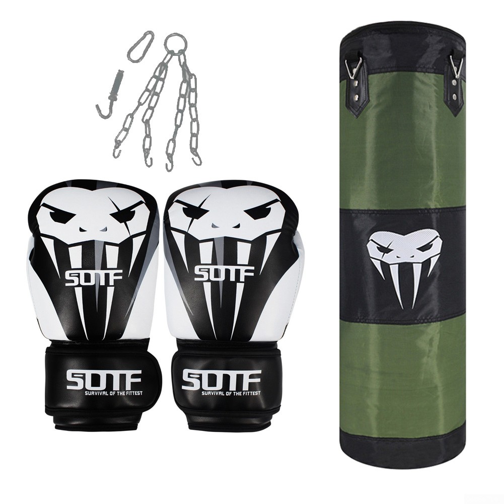Heavy Boxing Punching Bag w//Gloves Set Kicking MMA Home Gym Exercise Training