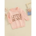 thumbnail image 3 of Suealasg Toddler Baby Girl Boy Knit Sweater Newborn Long Sleeve Crew Neck Letters Embroidery Knit Pullover Sweater Infant Girls Boys Easter Clothes 0-24 Months, 3 of 9