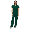 thumbnail image 6 of Minjewel Women's V-Neck Short Sleeve Nursing Top & Pants Scrub Set with Functional Pockets, Professional Scrubs for Women in Healthcare & Caregiving,Dark Green L, 6 of 6