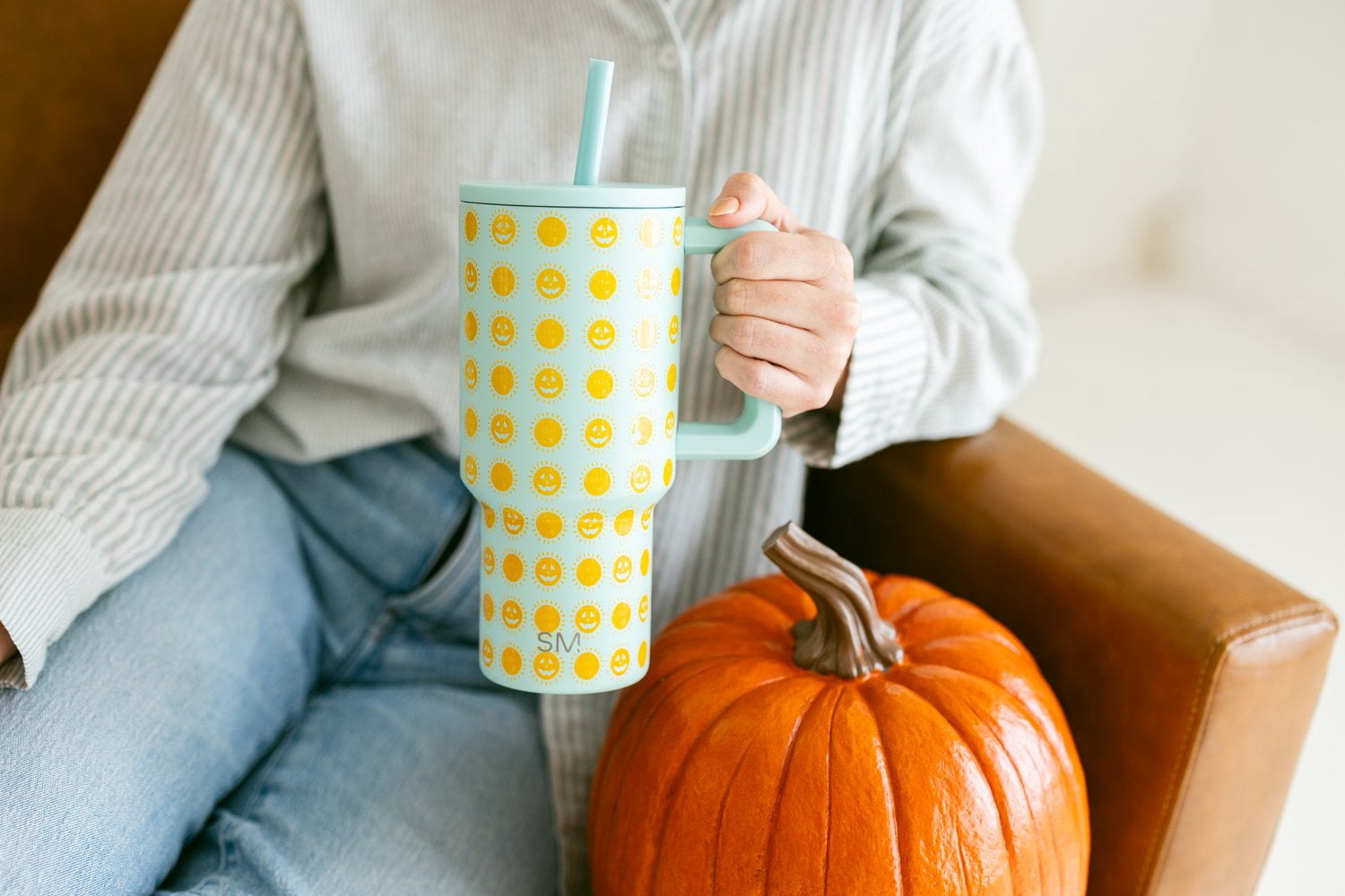 Simple Modern 30 fl oz Insulated Stainless Steel Trek Tumbler with Straw Lid|Poolside Pumpkin