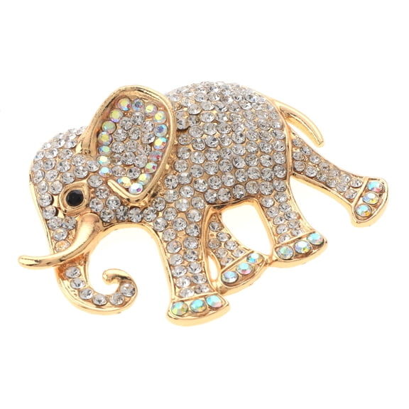 Large Crystal Elephant Brooch