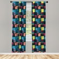 thumbnail image 3 of Ambesonne Retro Curtains, Vintage Geometric Shapes, Pair of 28"x95", Multicolor, 3 of 5