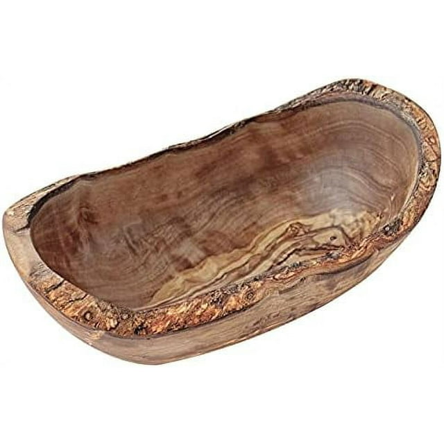 Set Of 2 Decorative Wood Bowl 7" Wooden Boat Shaped Bowl For Fruit