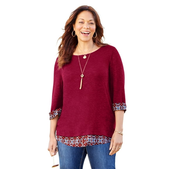 Catherines Women's Plus Size Petite Impossibly Soft Duet Tunic
