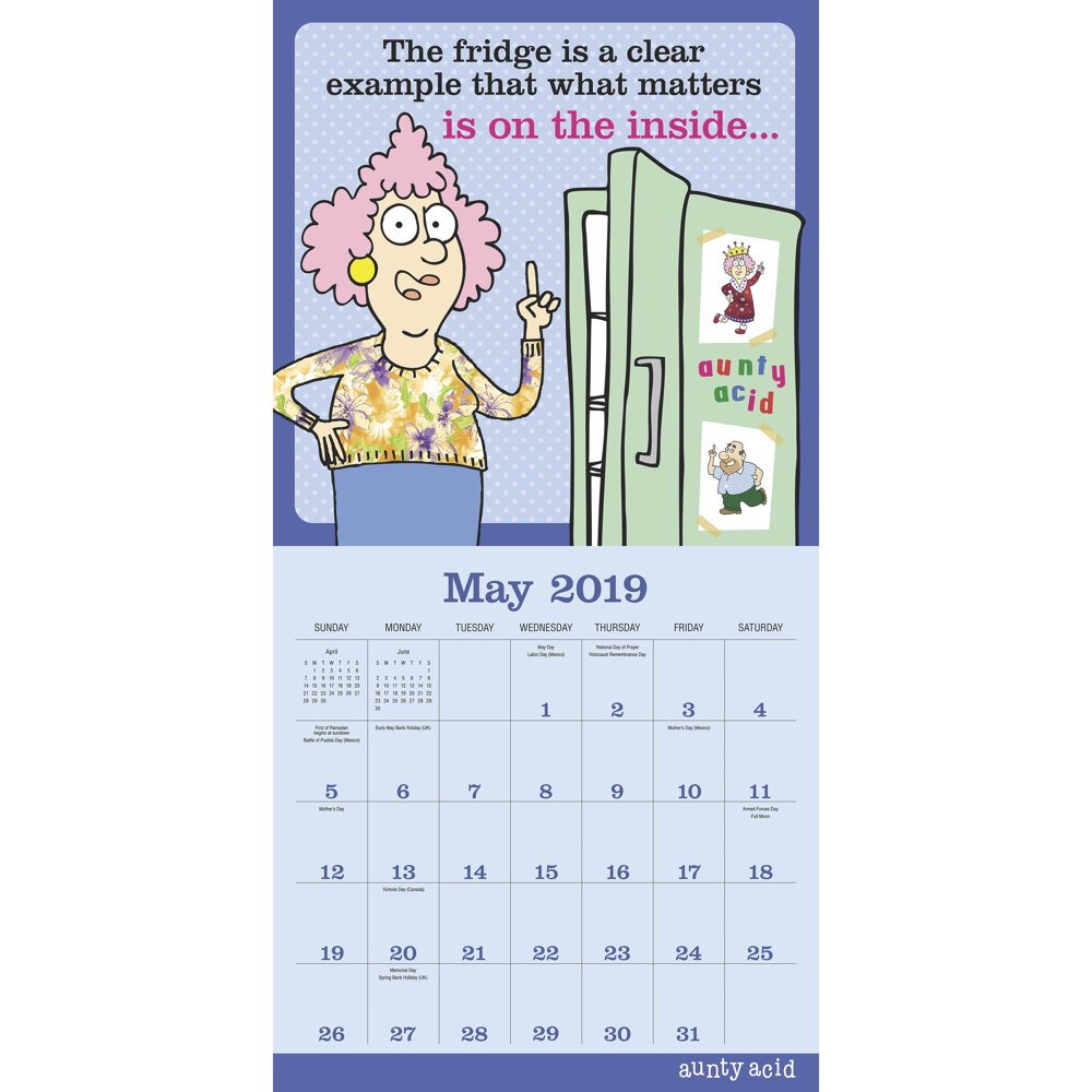 Mead® Aunty Acid 2019 Monthly Wall Calendar, 12" x 12"