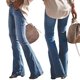 thumbnail image 2 of Women's Bootcut Jeans Stretch Denim Pants Ladies Mid Waist Flared TrousersS, 2 of 3