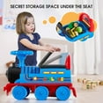 thumbnail image 6 of JOYLDIAS 6V Electric Ride on Train for Kids with Curved Tracks, Songs, Stories, Lights, Horns, Storage and Foot Pedals, Blue, 6 of 9