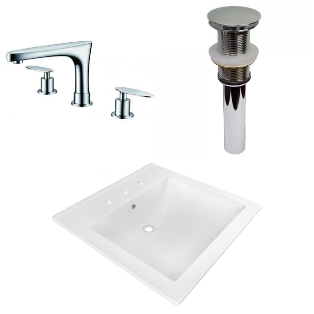 American Imaginations 21.5-in. W 3H8-in. Ceramic Top Set In White Color - Drain Incl. AI-33257