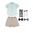 thumbnail image 2 of LYMAYTER Baby Boys Gentlemen Outfit Stripe Shirt Shorts Bowtie Suspenders 1-11 Years‌, 2 of 8