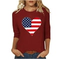 thumbnail image 2 of Women Tops under $5! Cagogo Womens 4th of July Shirts Stars Stripes Patriotic Graphic Crew Neck Blouse American Flag 3/4 Sleeve Independence Day Summer Tunics Outfits Clothes, 2 of 3