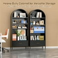 thumbnail image 6 of GANGMEI 73" Tal Metal Arched Storage Display Cabinet with One Drawer, Pantry, Curio Cabinet, Metal Arched Bookcase, Assembly Required, Black, 6 of 8