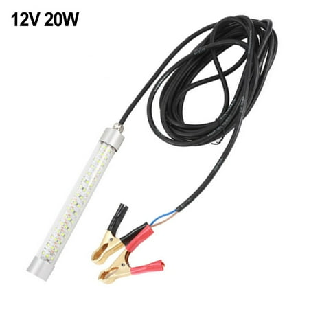 12V 20W LED Fishing Light Underwater Lure Fish Decoy Lamp Waterproof IP68 Submersible Bait Lamp 5m Cable