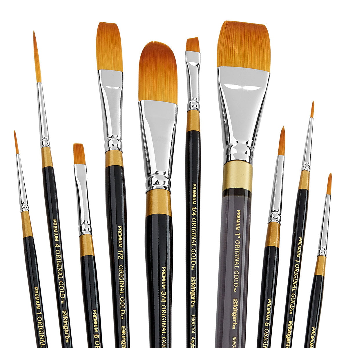 KINGART® Original Gold® 9050 Script Liner Series Premium Golden Taklon  Multimedia Artist Brushes, Set of 5