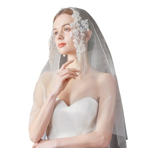 ROZYARD Bridal Veil for Bride Head Jewelry Eye-catching Mantilla Lace for Lady