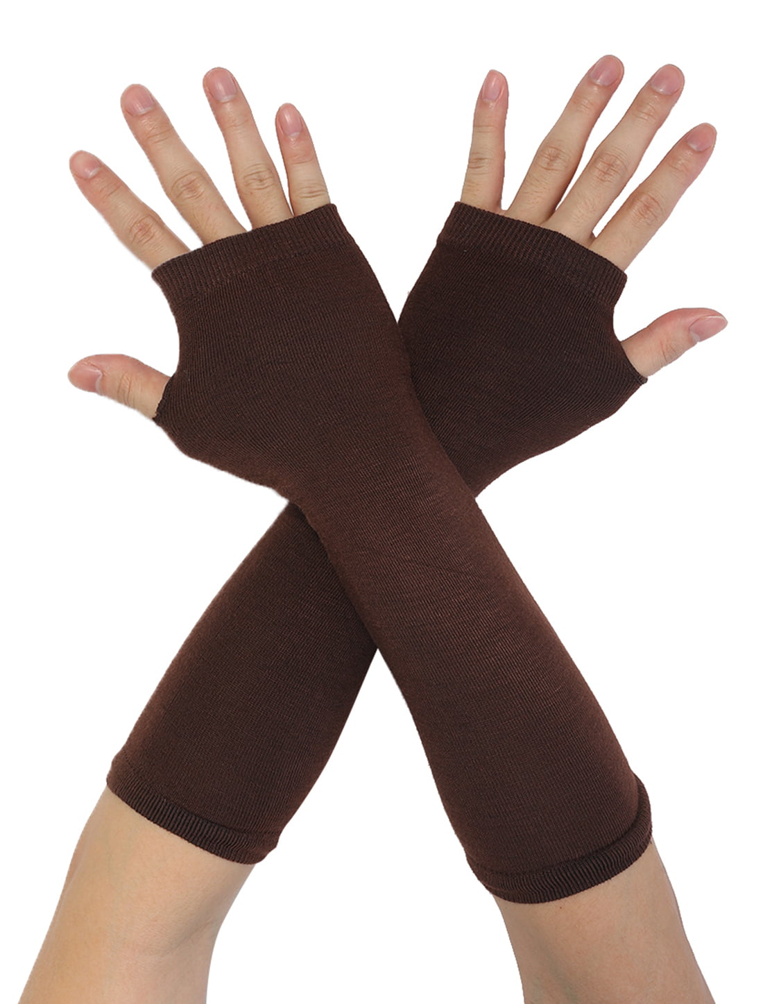 Quelife Women Winter Wrist Arm Warmer Solid Knitted Long Fingerless Gloves Mitten