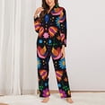thumbnail image 2 of Daiia Colorful Floral2 for Women's Long-Sleeved Pajama Set – Soft & Comfortable Sleepwear Button-Up Pajamas Cozy Lounge Wear-Small, 2 of 7