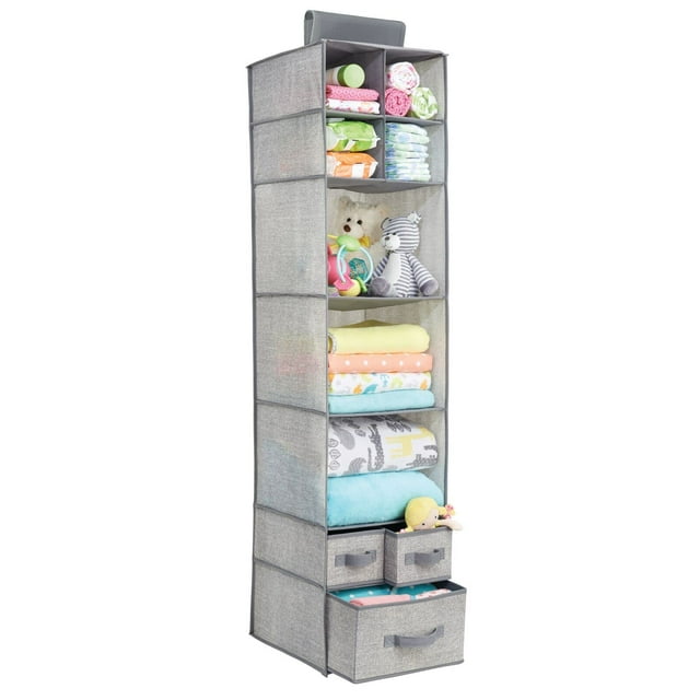 Organizador colgante de tela mDesign Lido con 7 estantes y 3 cajones
