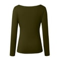 thumbnail image 6 of Women's Shirts Solid Color Long Sleeved Scoop Neck Pullover Tee Shirts Trendy Casual Slim Fit Workout Tunic Blouses, 6 of 6