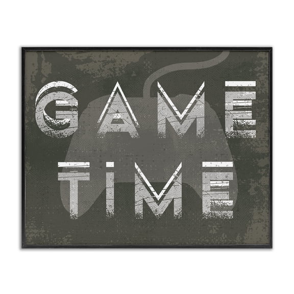Stupell Industries Eclectic Game Time Distressed Typography Modern Video Gamer Black Framed Giclee Art, 14 x 11, by Lil' Rue