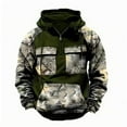 thumbnail image 2 of Domuza Men's Camo Hoodies Fleece Quarter Zip Up Drawstring Cargo Hooded Sweatshirt Fall Winter Retro Relaxed Fit Pullover Top with Pockets Army Green M, 2 of 4