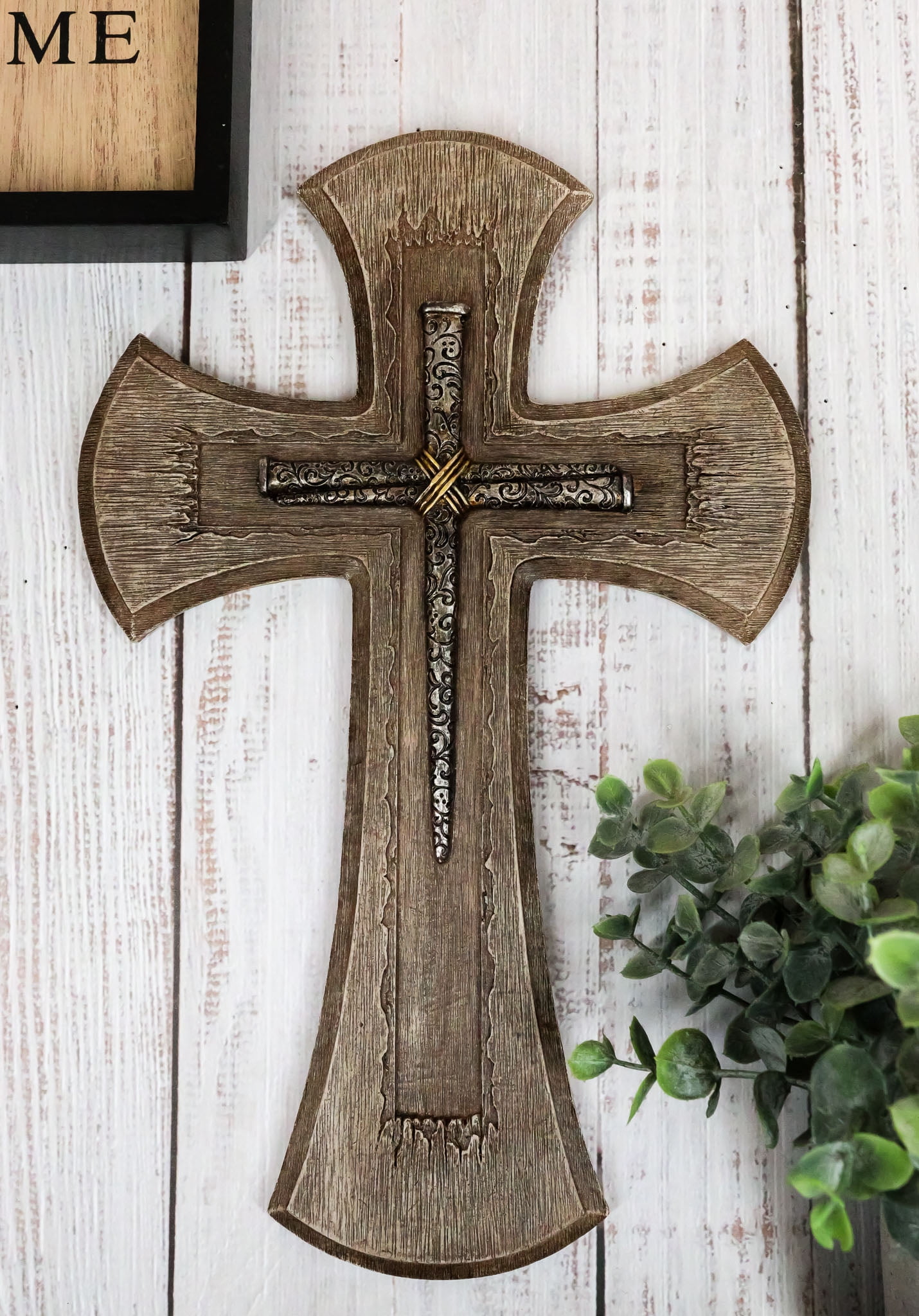 Vintage Layered Crucifix Tooled Scrollwork Roman Spike Nails Wall Cross ...